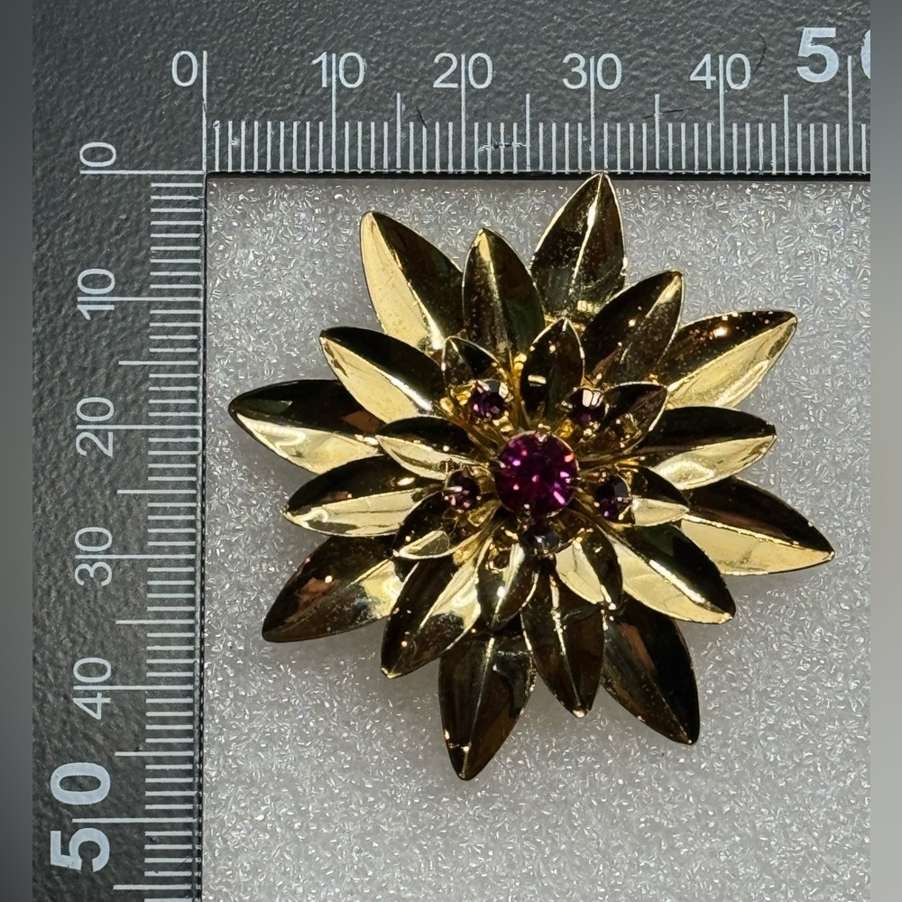 Floral Brooch with Purple Accents - Picture 5 of 6